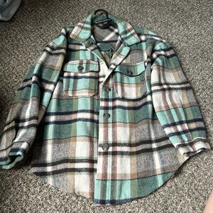 Plaid Women's Jacket in Green and Cream